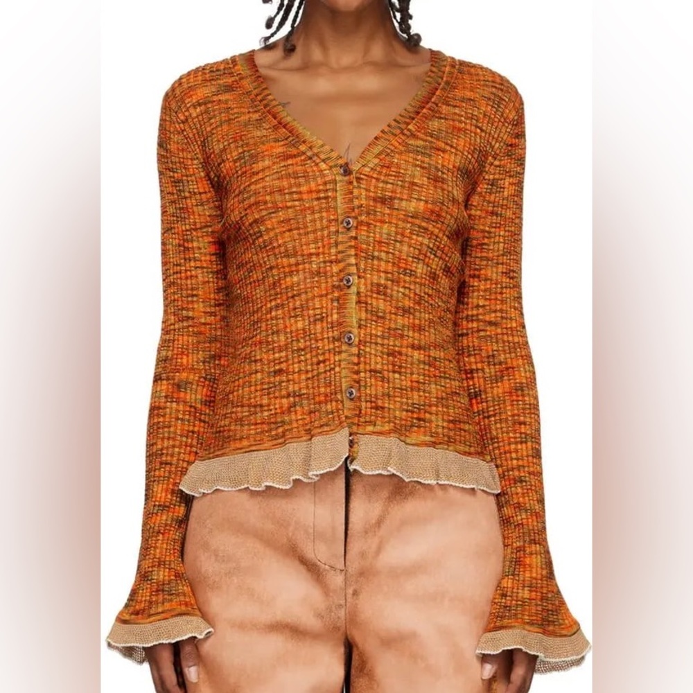 Acne Studios Orange Button-Up Sweater